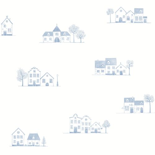 Walk in the Village | Town Motifs Wallpaper