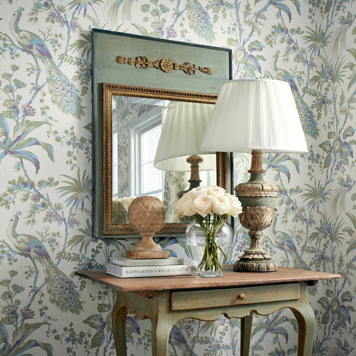 Peacock Toile | Bird Garden Wallpaper