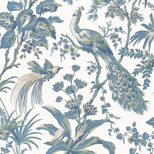 Peacock Toile | Bird Garden Wallpaper