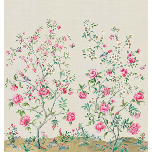 Swan Lane | Flower Garden Grasscloth Mural