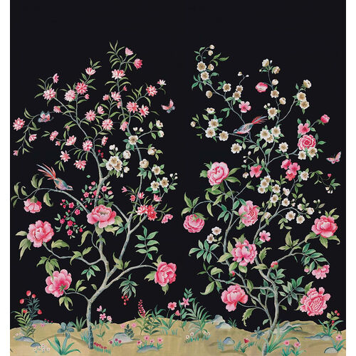 Swan Lane | Flower Garden Grasscloth Mural