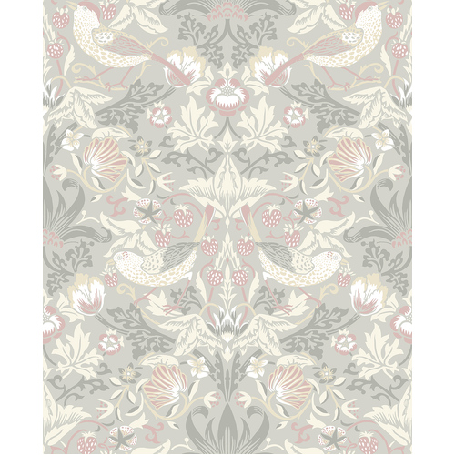 Fragaria Garden | Floral Damask Wallpaper