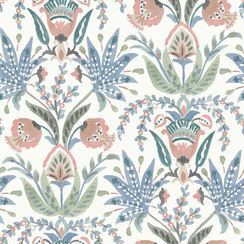 Seaside Jacobean | Wildflower Damask Wallpaper