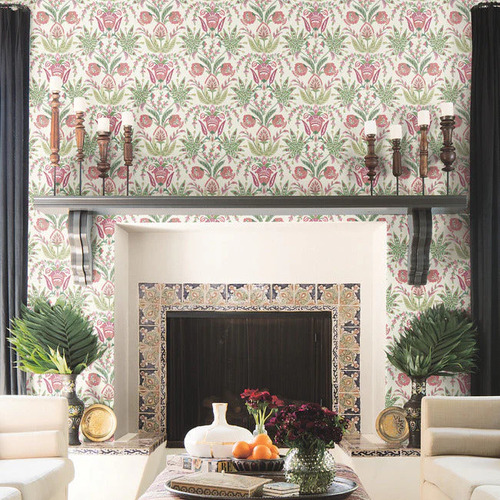 Seaside Jacobean | Wildflower Damask Wallpaper